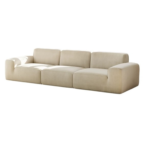Minimalist Straight Boneless Sponge Roll Pack Compressed Flannel Fabric Sofa for Living Room