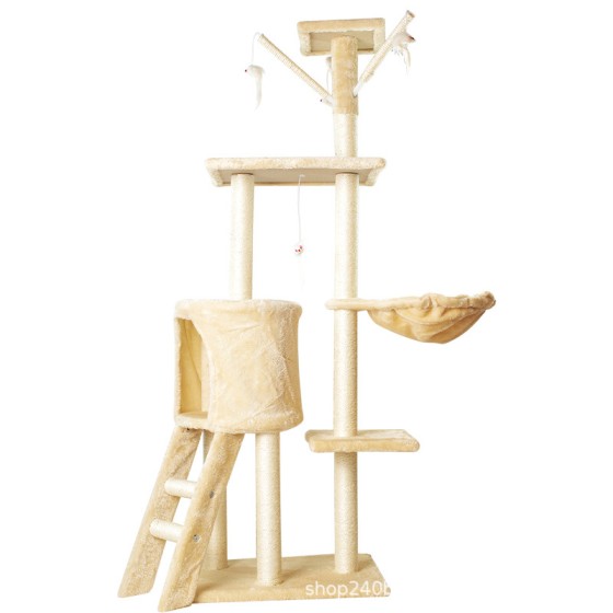 Integrated Cat Tree with Cat Bed & Scratching Post, Sisal Covered Platform Toy for Large Cats, Pet Supplies