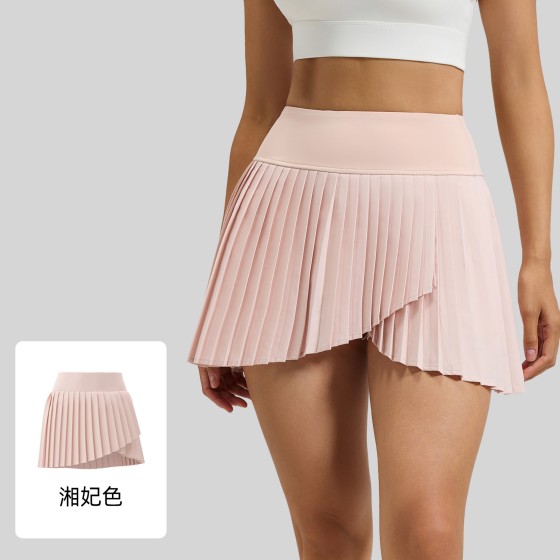 Women's Summer Sports Skirt, Fake Two-Piece Split Pleated Skort with Pockets, Anti-Chafing for Fitness, Yoga & Tennis