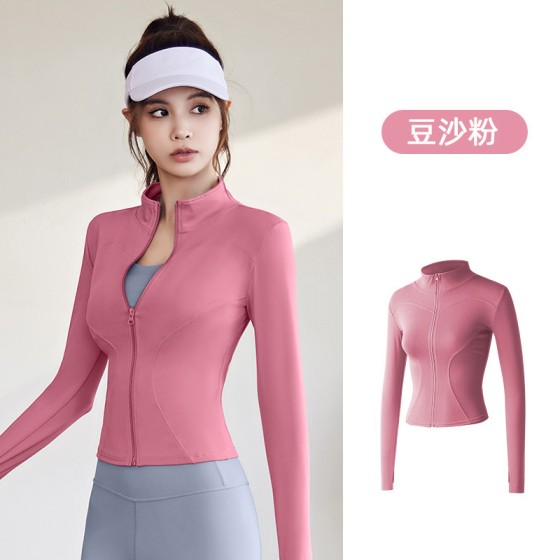 Women's Long Sleeve Sports Jacket for Spring & Autumn, Slim Fit High Stretch Top for Running, Fitness & Yoga