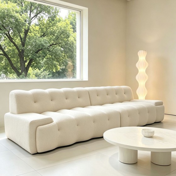 Vacuum Compressed Roche Bobois Style Sofa, Italian Minimalist 3D Straight Row Designer Tufted Sofa For Villa