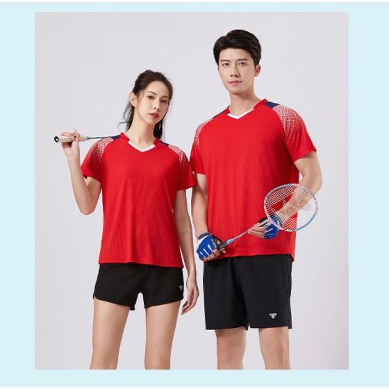 Men Women Summer Casual Sports Short Sleeve T-Shirt, Adult Quick Dry Athletic Tops Couple Tees for Badminton Tennis Table Tennis